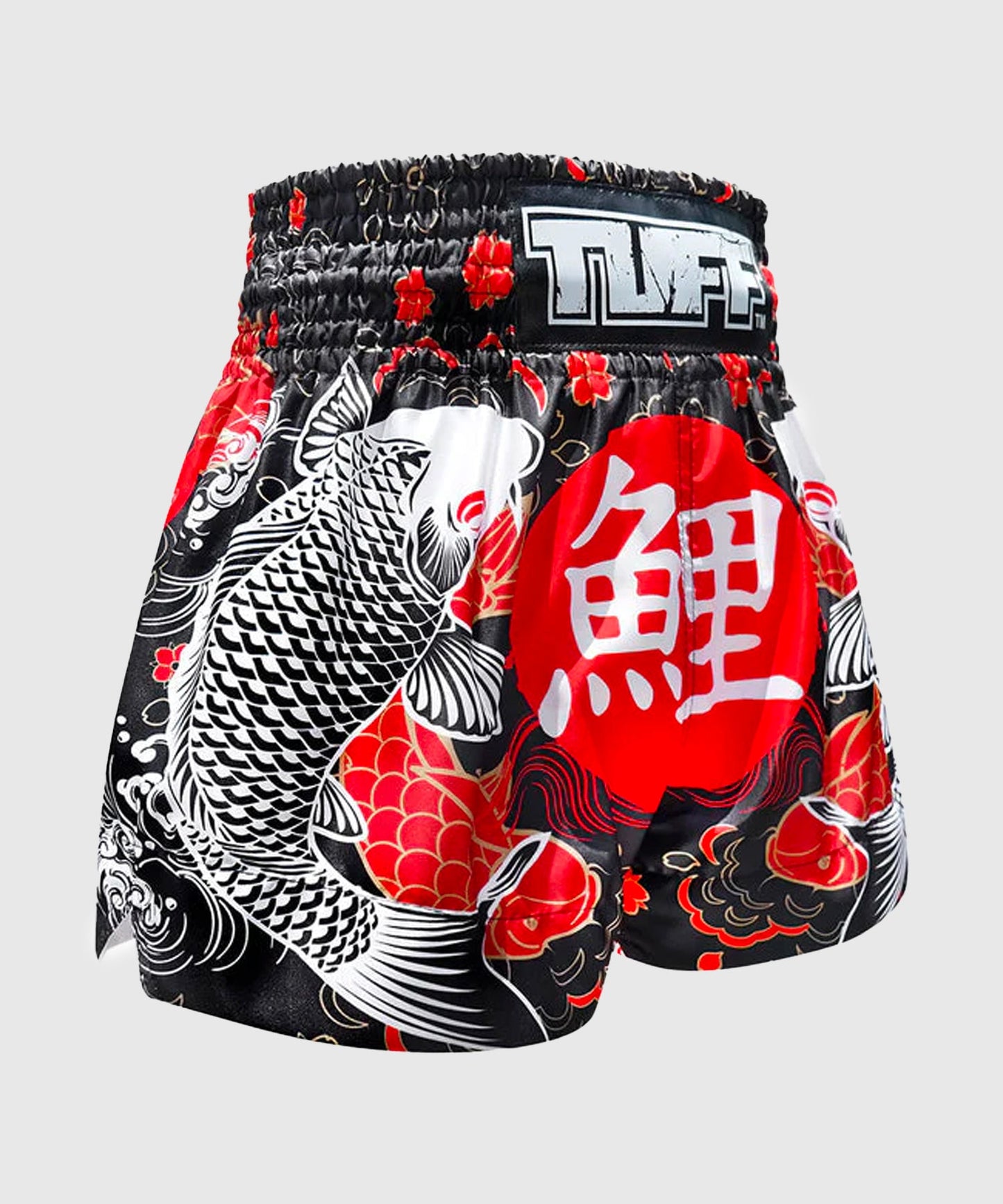 Tuff Japanese Koi Fish Pantalones de Muay Thai - Negro