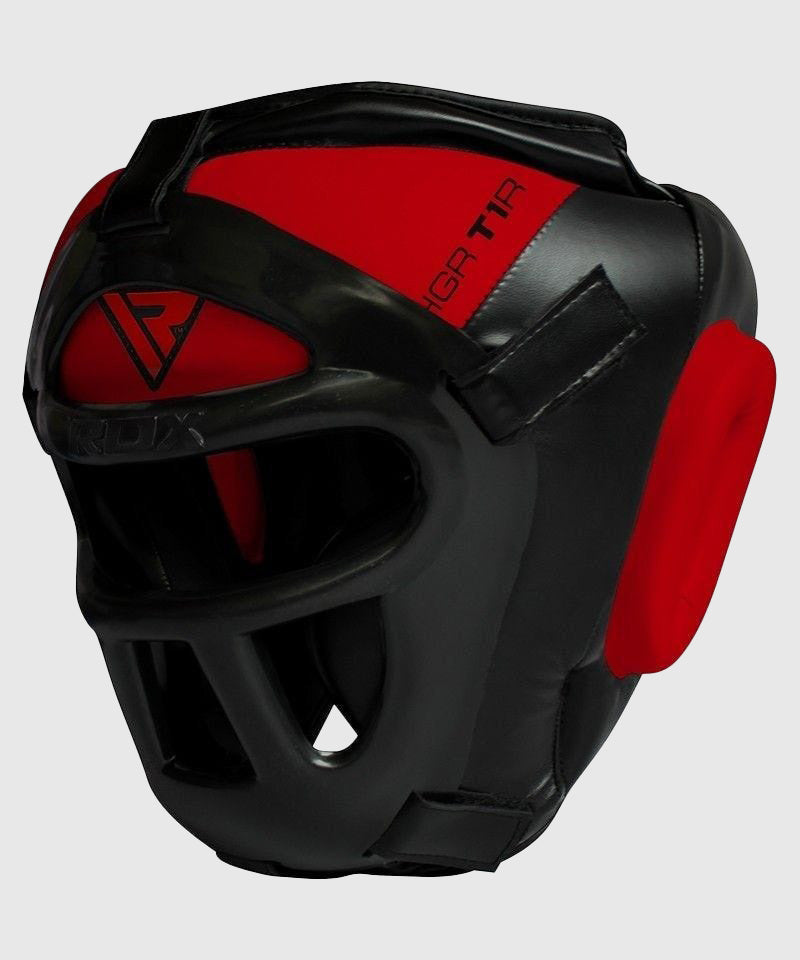 RDX Sports Zero Impact Kopfschutz mit Gitter - Schwarz/Rot