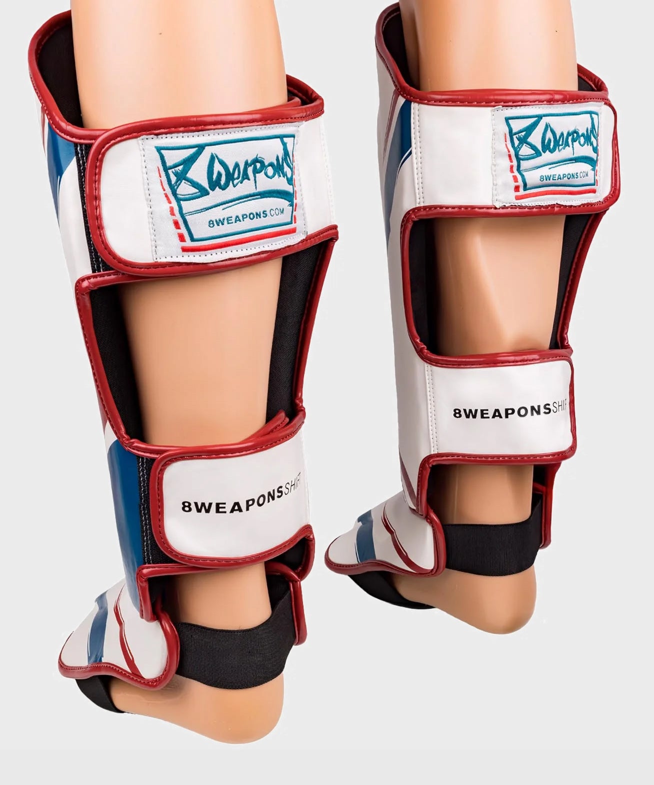 8 Weapons Shift Shin Guards - White/Blue/Red