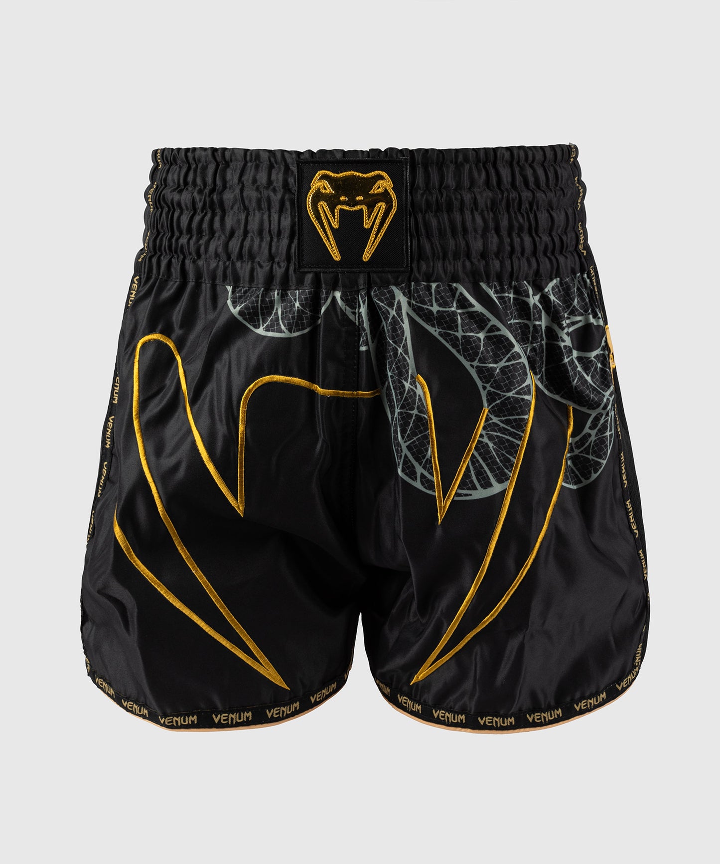 Venum Serpenti Muay Thai Shorts - Black/Silver/Gold
