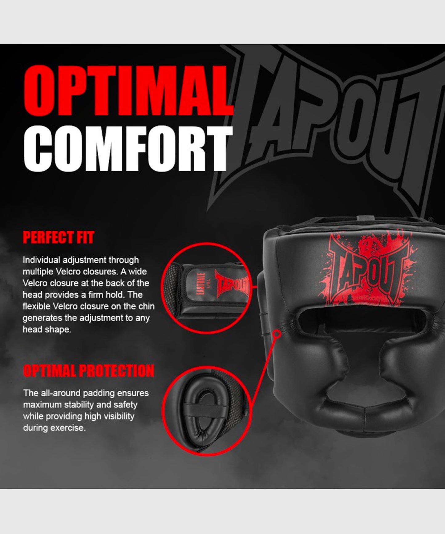 Casque de Boxe Tapout - Noir/Rouge