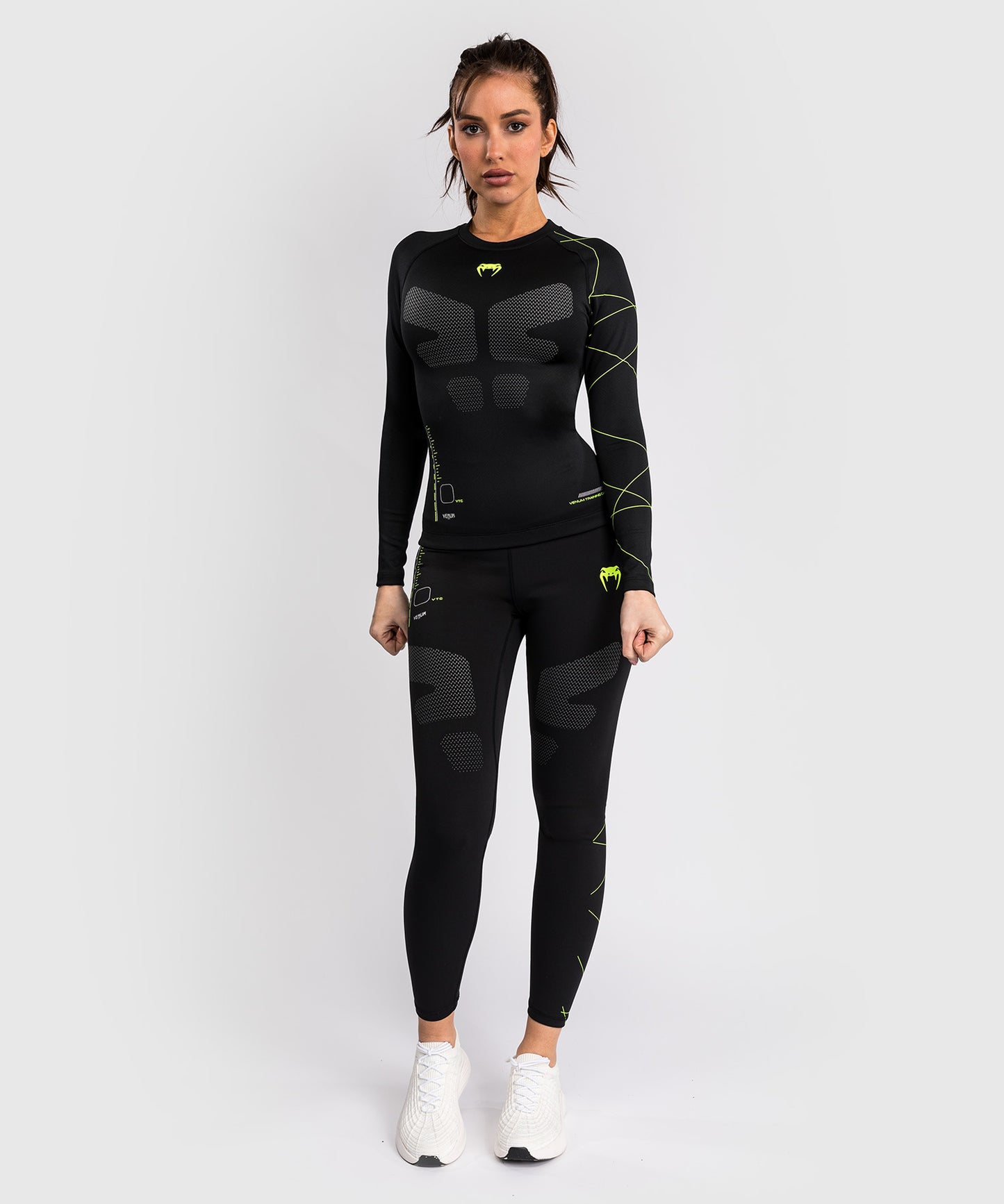 Venum Training Camp 4.0 Langarm Rashguard - Schwarz/Neongrün