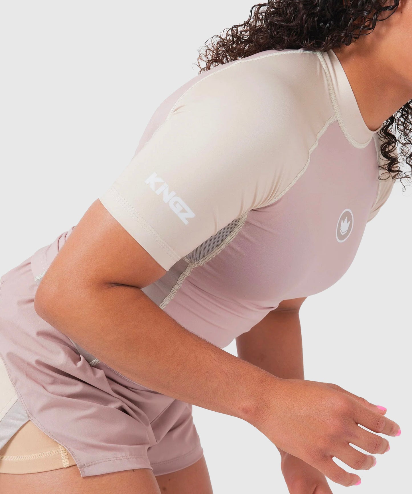 Rashguard À Manches Courtes Kingz Terra Femme - Rose/Beige