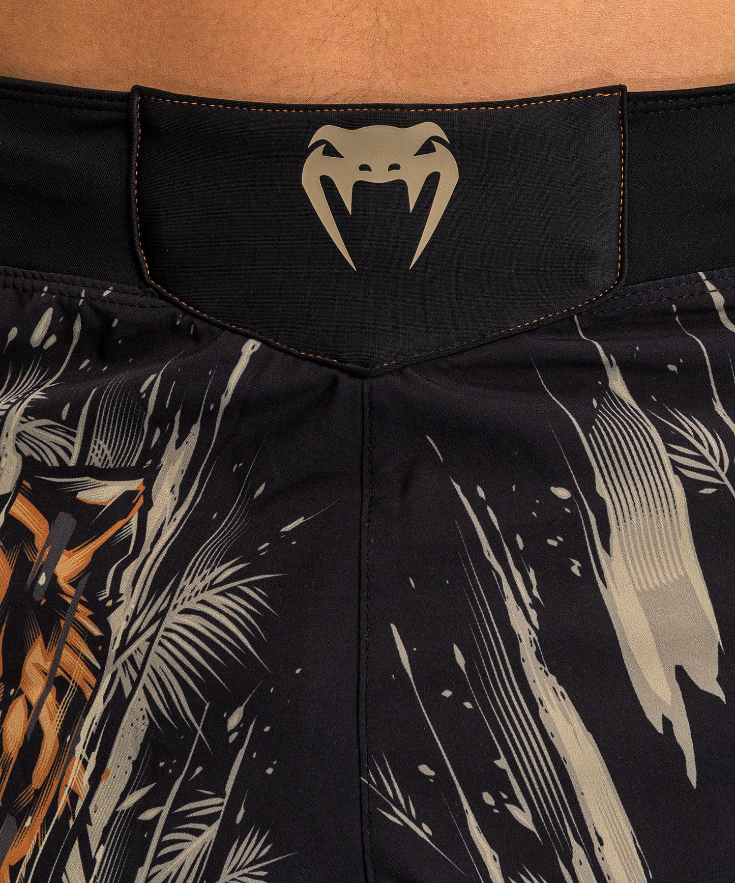 Short de Combat Venum Tiger pour Hommes - Noir/Orange Néon