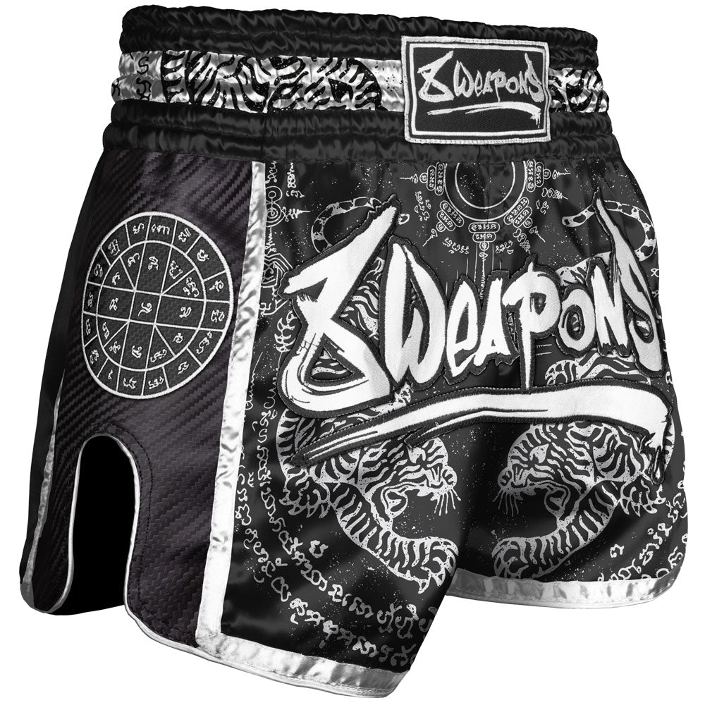 Carbon Sak Yant Tigers Muay Thai Shorts - Schwarz