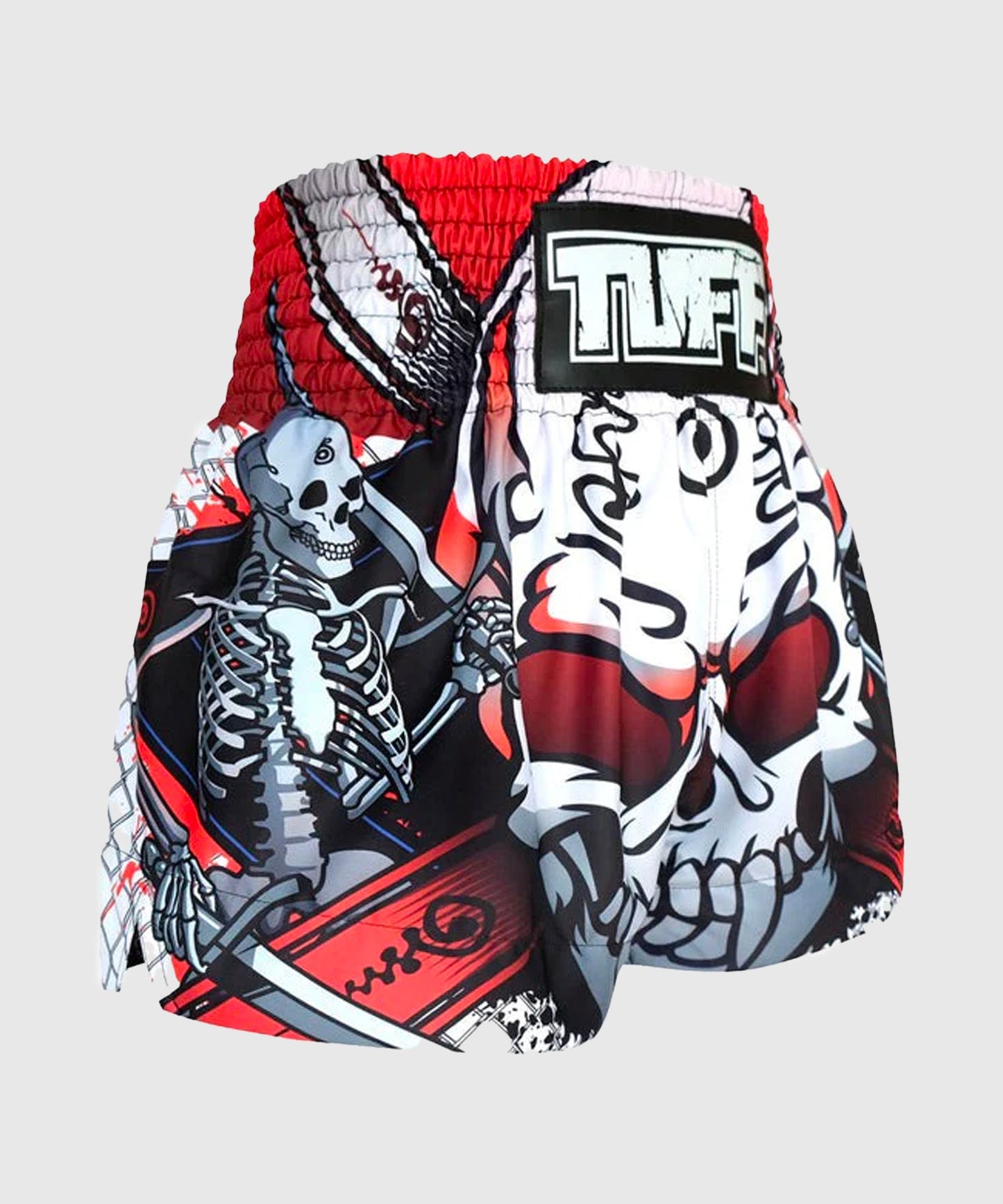 Tuff Devil Skull Pantalones de Muay Thai - Blanco