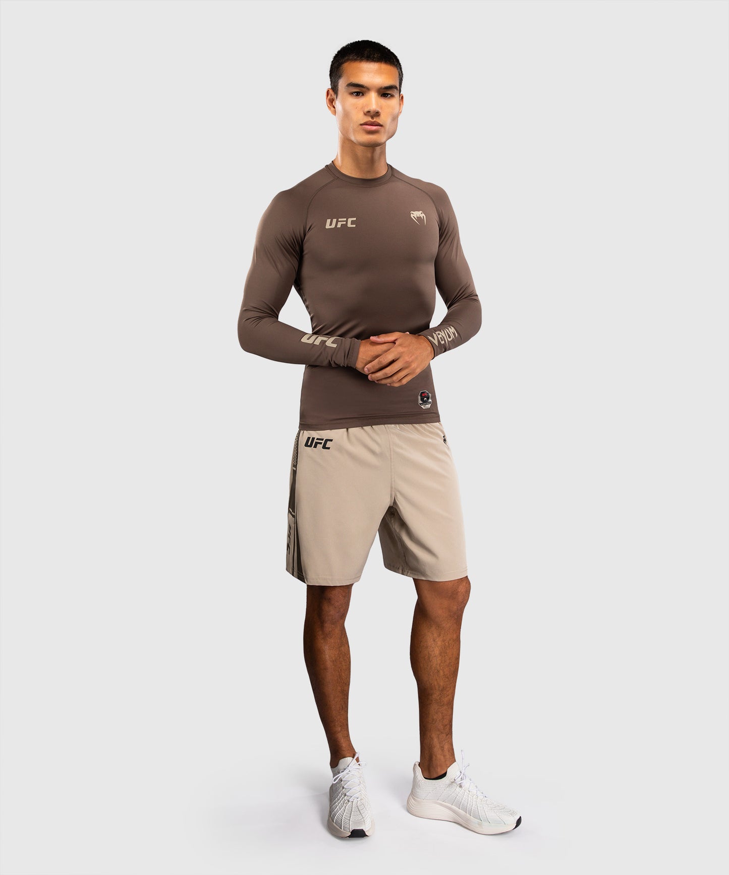 Venum UFC Unity by Venum Authentic Fight Week Men's Performance Long Sleeve Rashguard - Brown