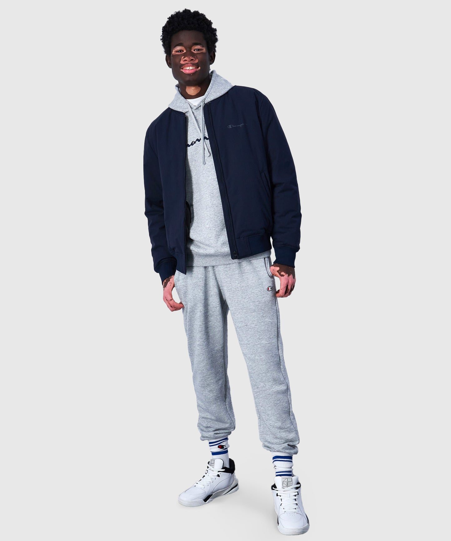 Champion Sweatshirt mit Kapuze Herren – Hellgrau Meliert