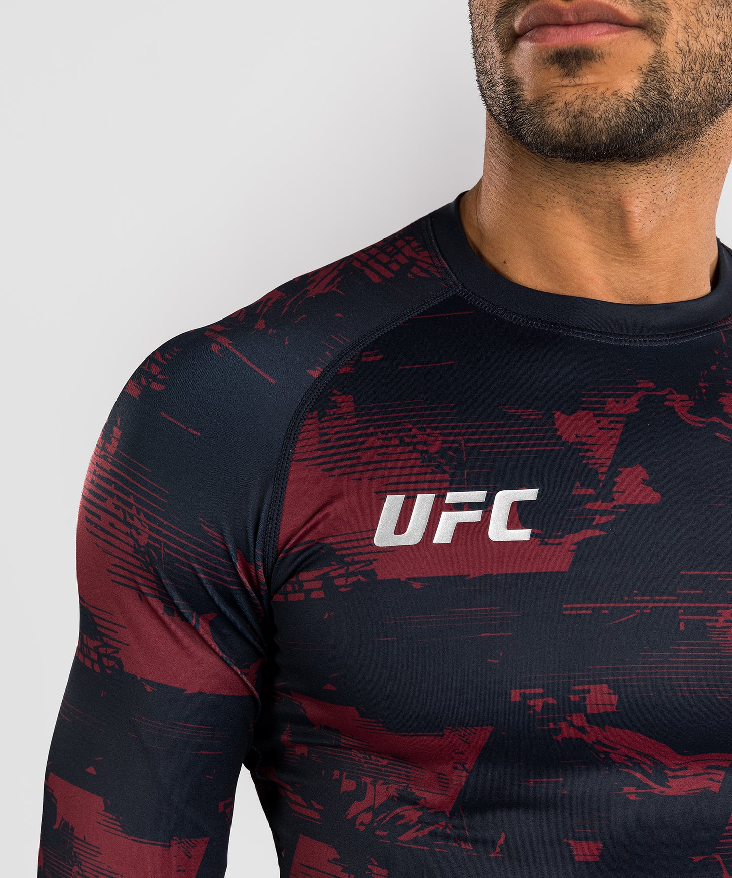 UFC Zenith by Venum Authentic Fight Week Performance Langarm Rashguard Herren - Marineblau/Burgunderrot/Silber