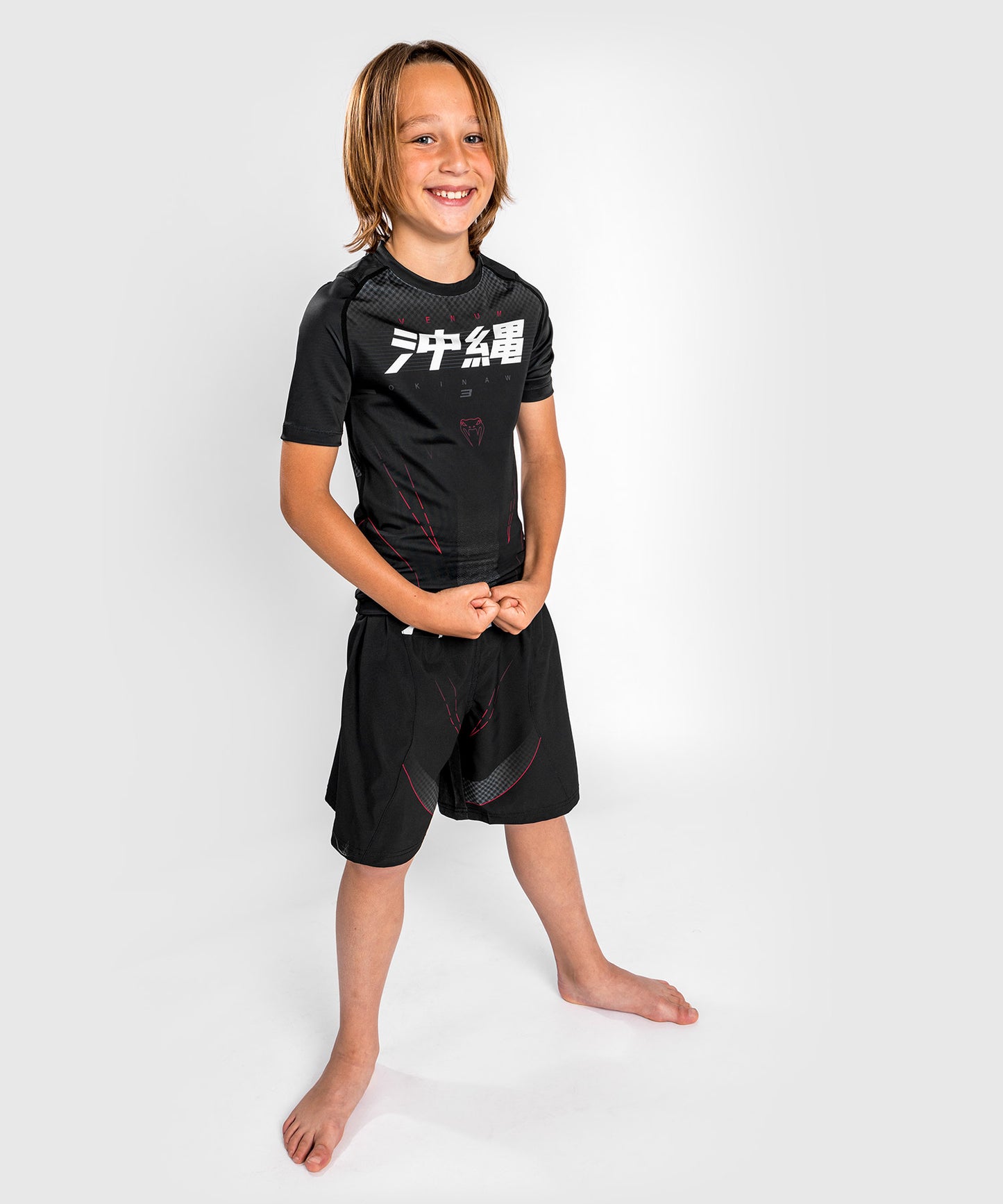 Venum Okinawa 3.0 Rashguard - Kurzarm - Für Kinder - Schwarz/Rot