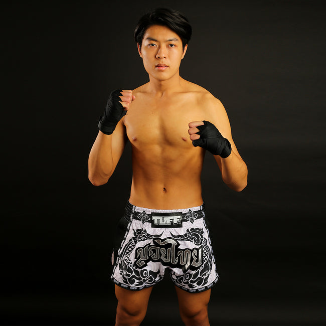 Short de Muay Thai Tuff Retro Style The Great Hongsa - Blanc