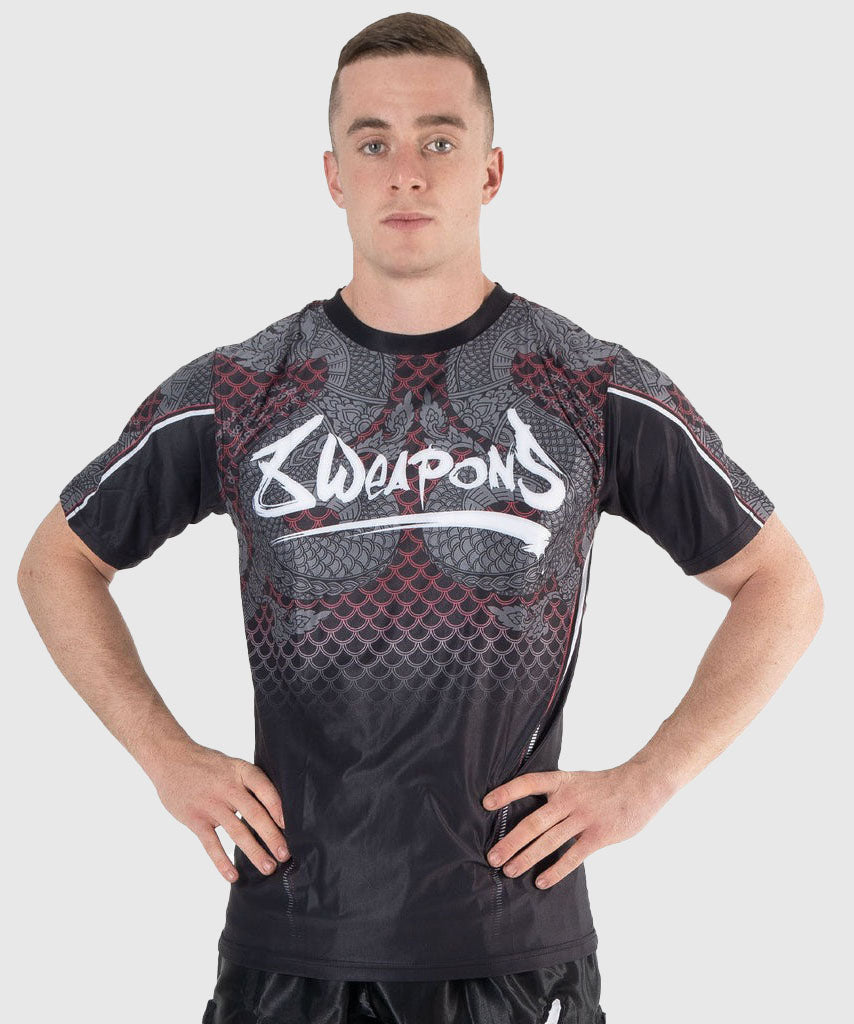 8 Weapons Functional Naga Yant T-Shirt - Schwarz/Rot