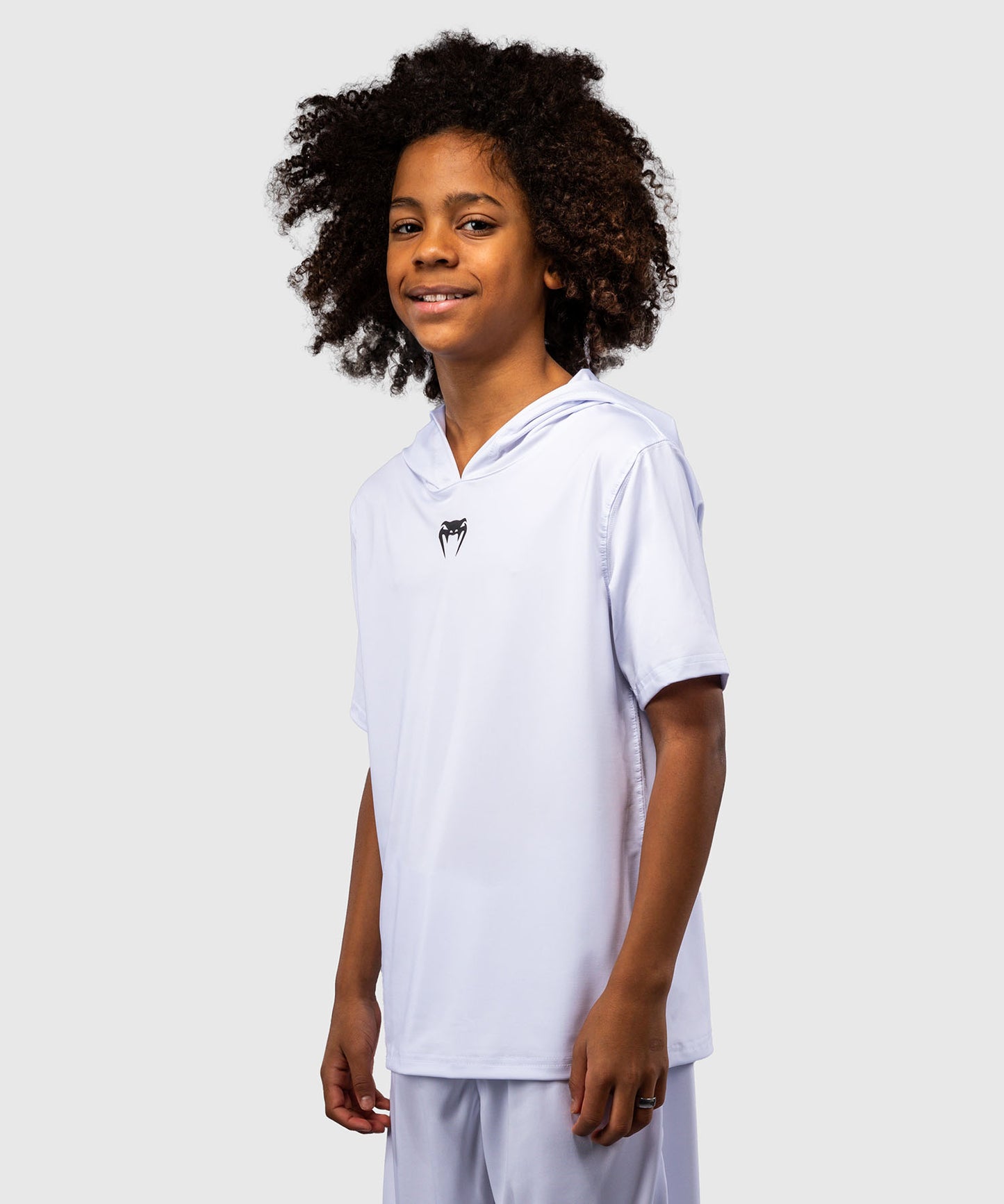 Venum Elite Kurzarm Dry-Tech Kapuzenpullover für Kinder - Weiß