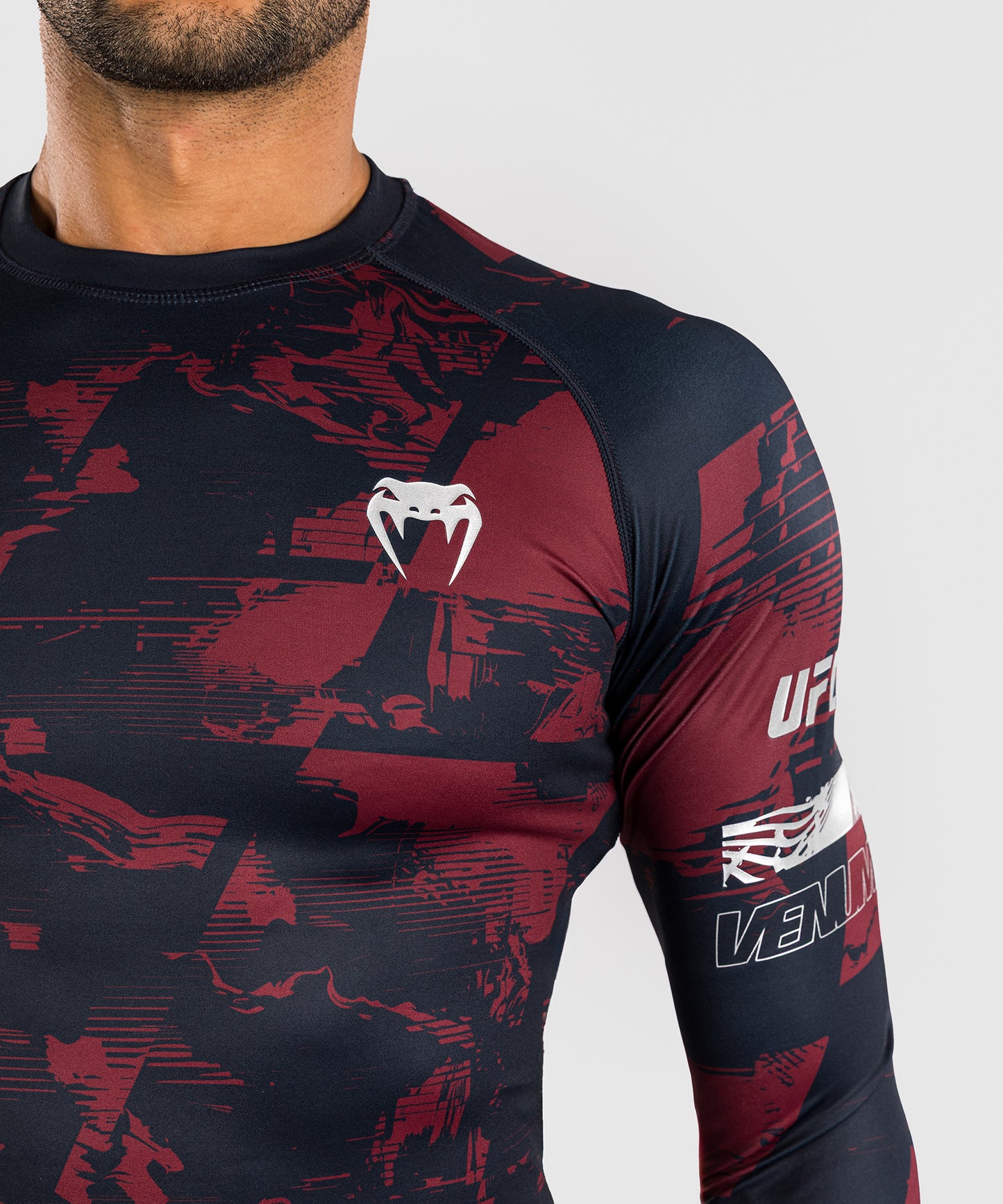 UFC Zenith by Venum Authentic Fight Week Performance Langarm Rashguard Herren - Marineblau/Burgunderrot/Silber