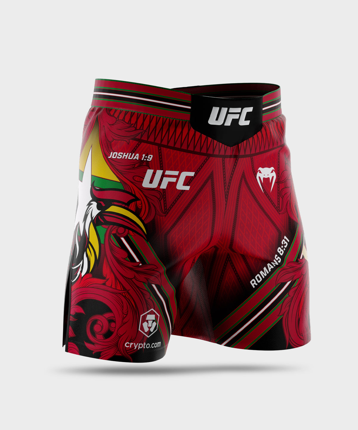UFC Adrenaline Unrivaled by Venum Herren Fight-Shorts kurze Passform Josh Van - Rot