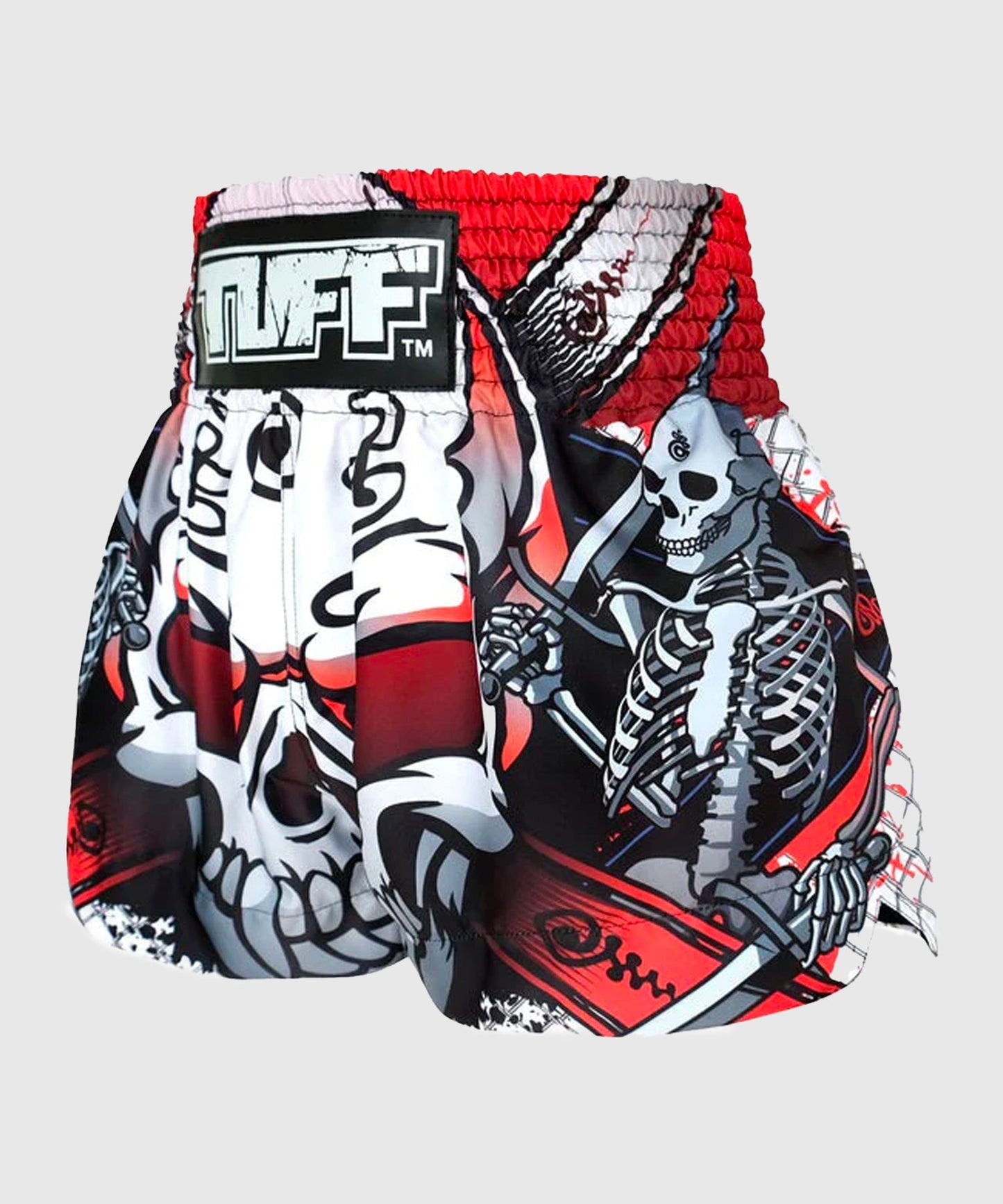 Tuff Devil Skull Pantalones de Muay Thai - Blanco