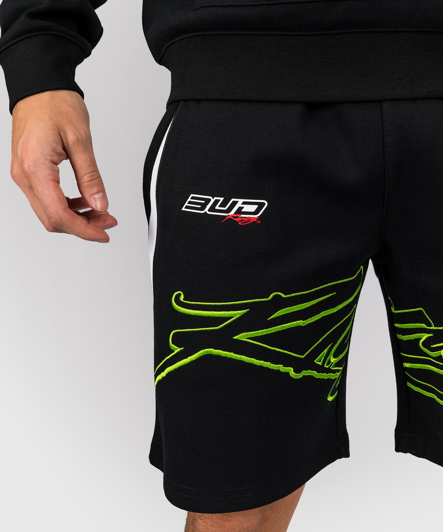 Short en coton pour Hommes Venum x Bud Racing - Noir/Blanc/Citron Vert