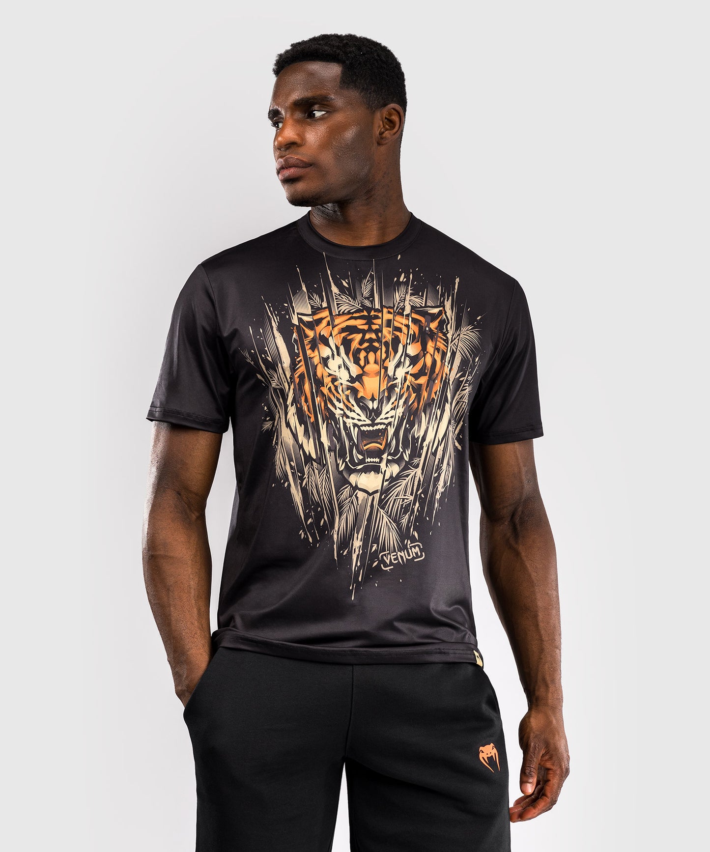 Venum Tiger Herren Dry Tech T-Shirt - Schwarz/Neon Orange