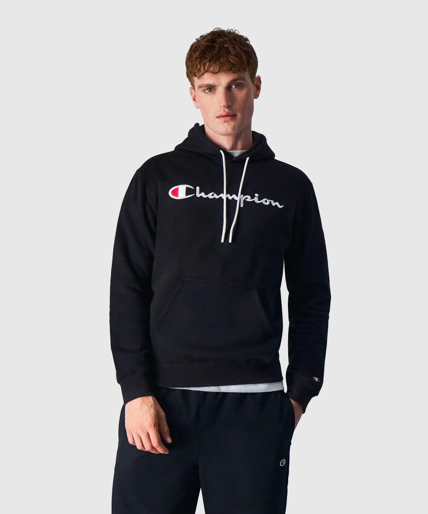 Champion Legacy Felpa con Cappuccio Logo Ricamato – Nero