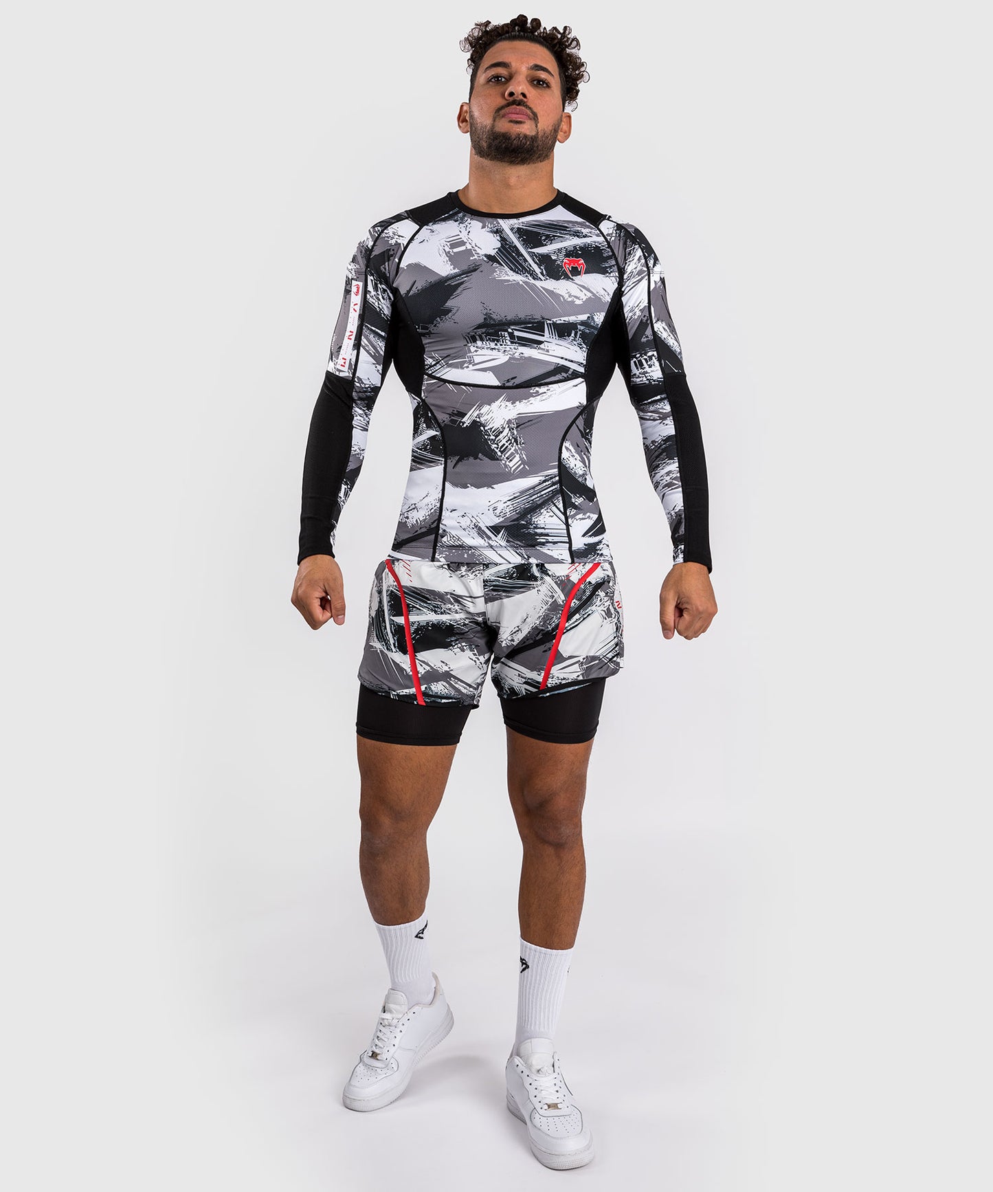 Venum Electron 3.0 Rashguard à manches longues - Gris/Rouge
