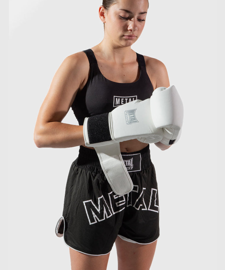 Metal Boxe Genezis Cuoio Guantoni da Boxe - Bianco