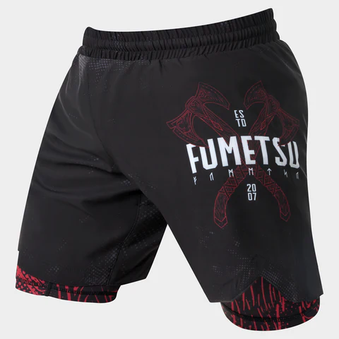 Fumetsu Dual Layer Berserker Fightshorts - Schwarz/Rot