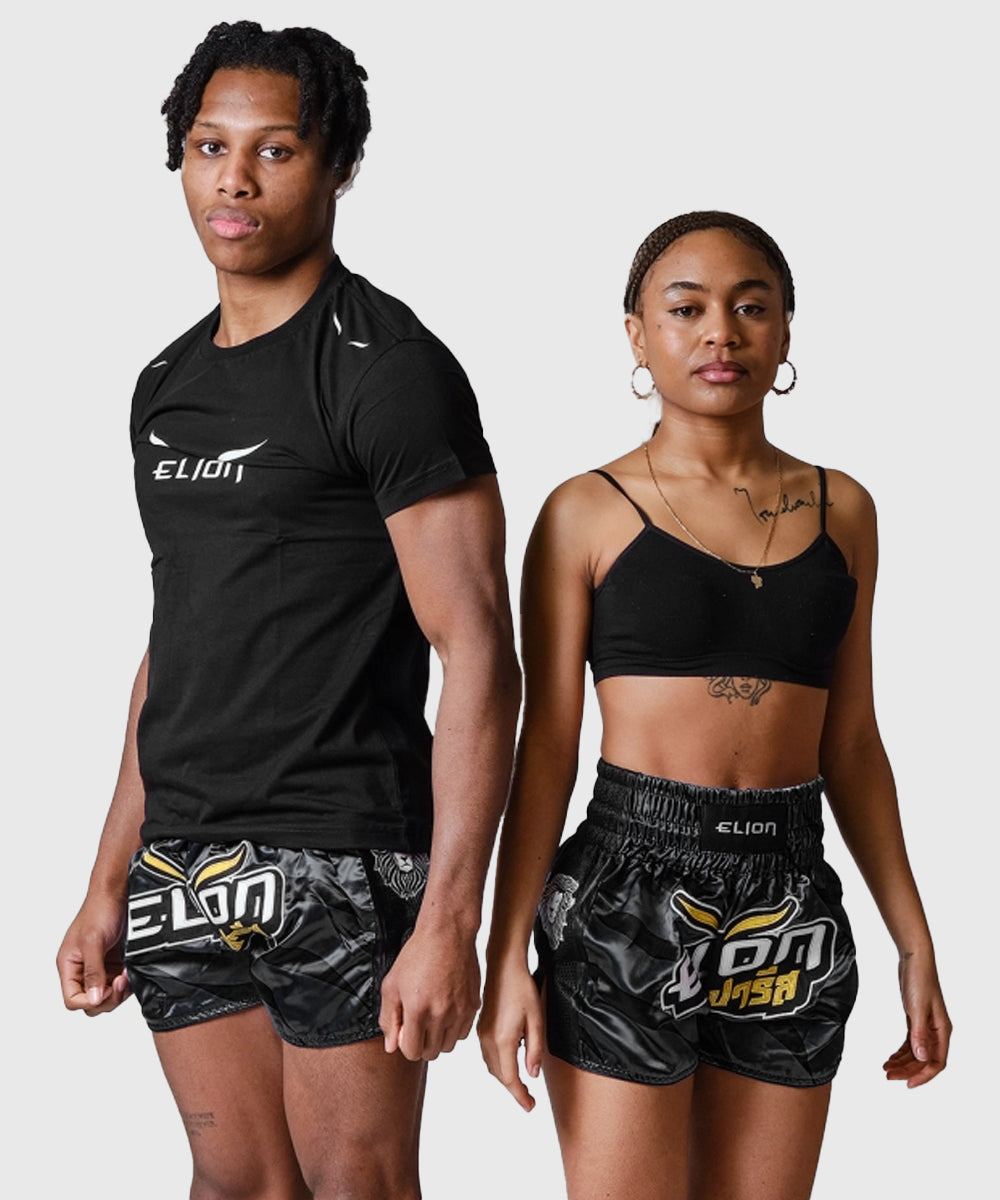 Elion Raja Pantalones de Muay Thai - Negro