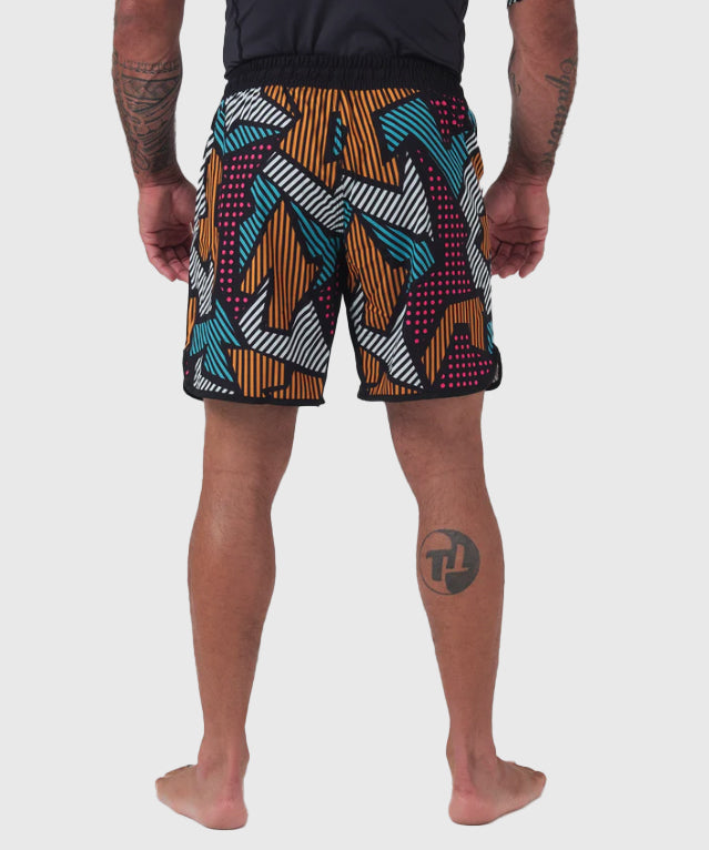 Short de MMA Kingz Patchwork - Noir/Orange/Bleu