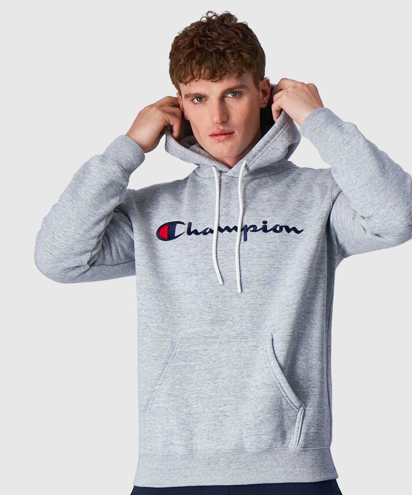 Champion Legacy Felpa con Cappuccio Logo Ricamato – Grigio