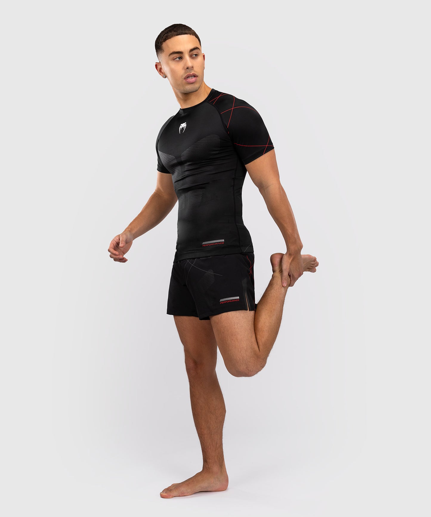 Venum Tactical XT Kurzärmeliger Rashguard für Männer - Schwarz/Feuerrot