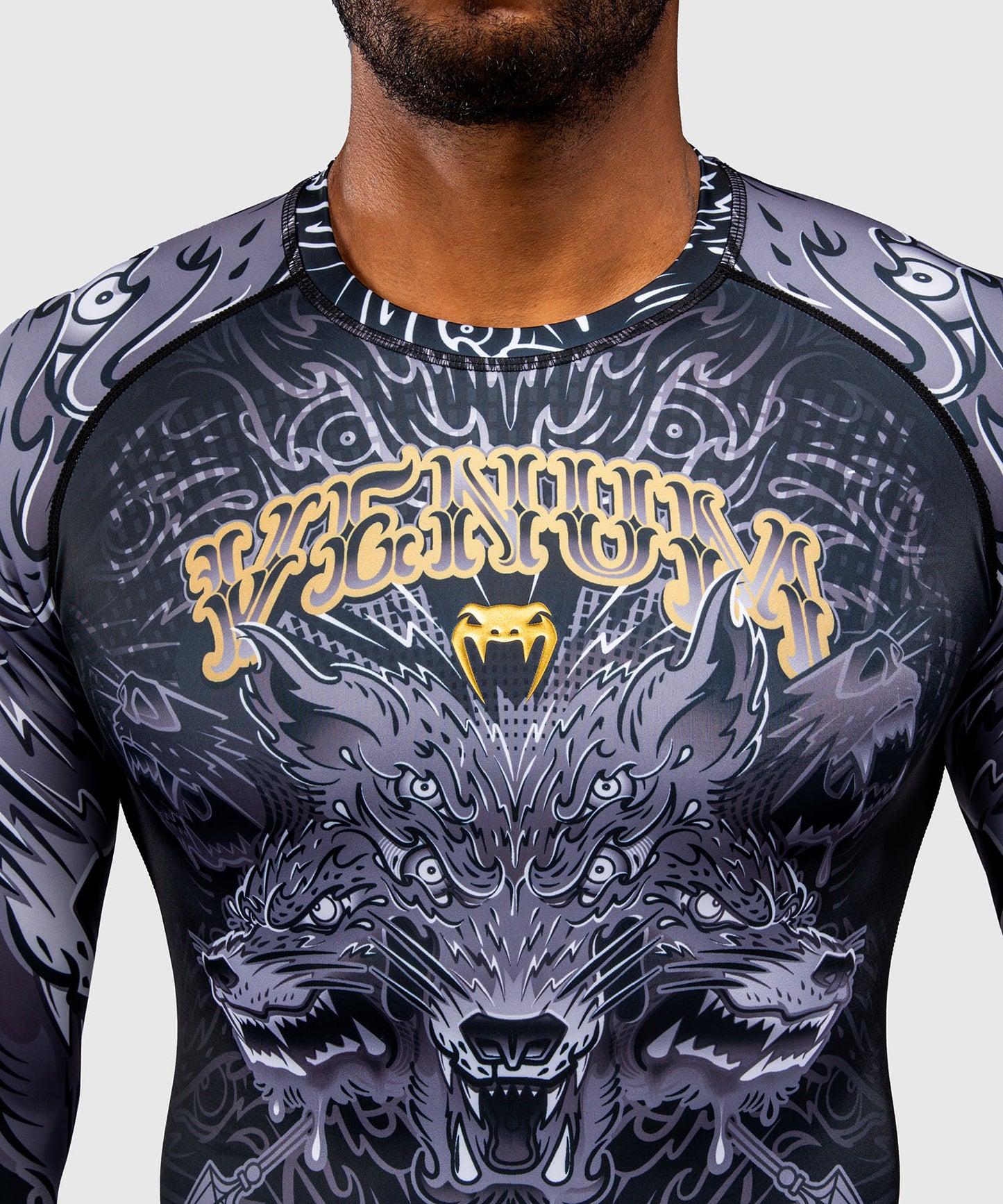 Rashguard à Manches Longues Venum Wolf Atak – Noir/Gris