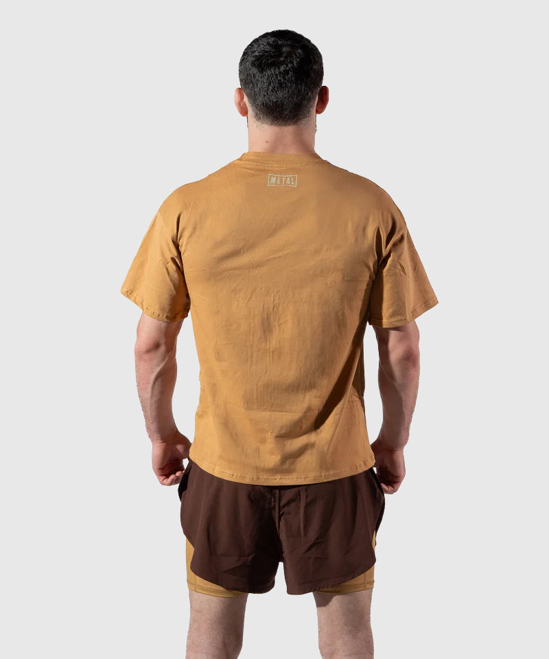 Metal Boxe Caucasian Hills T-Shirt in Cotone - Beige