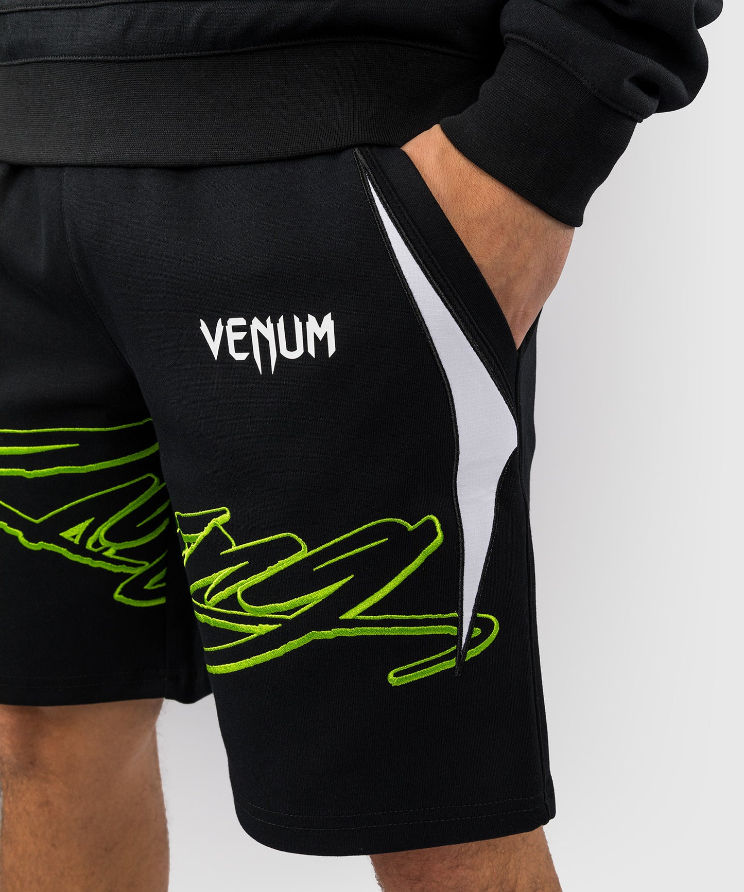 Short en coton pour Hommes Venum x Bud Racing - Noir/Blanc/Citron Vert