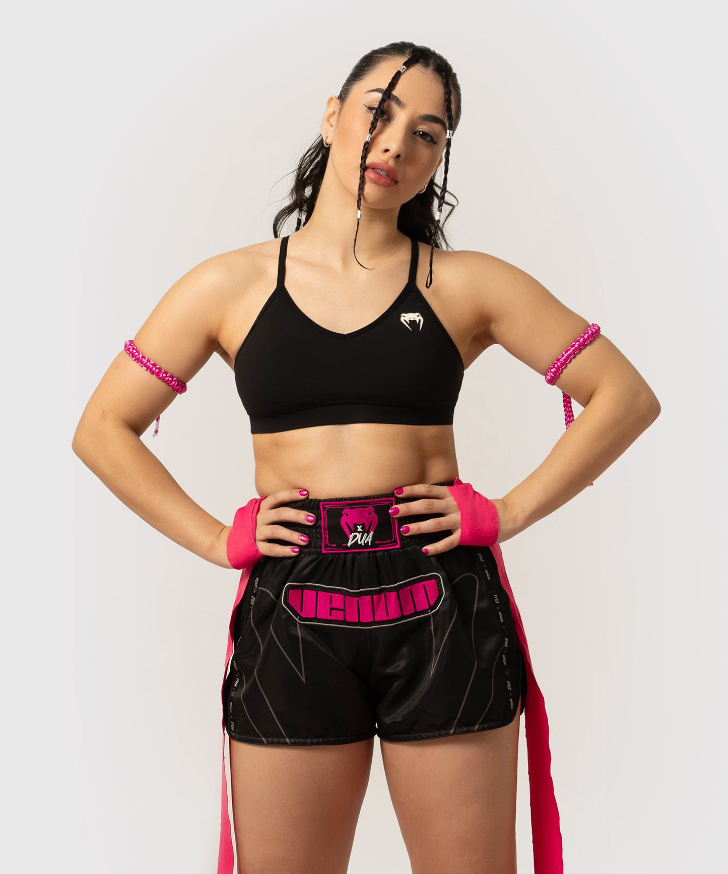 Short de Muay Thai Venum x Dua - Noir/Rose fuchsia