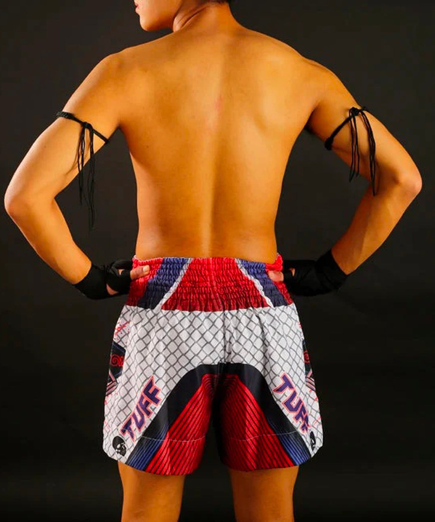 Tuff Devil Skull Pantalones de Muay Thai - Blanco