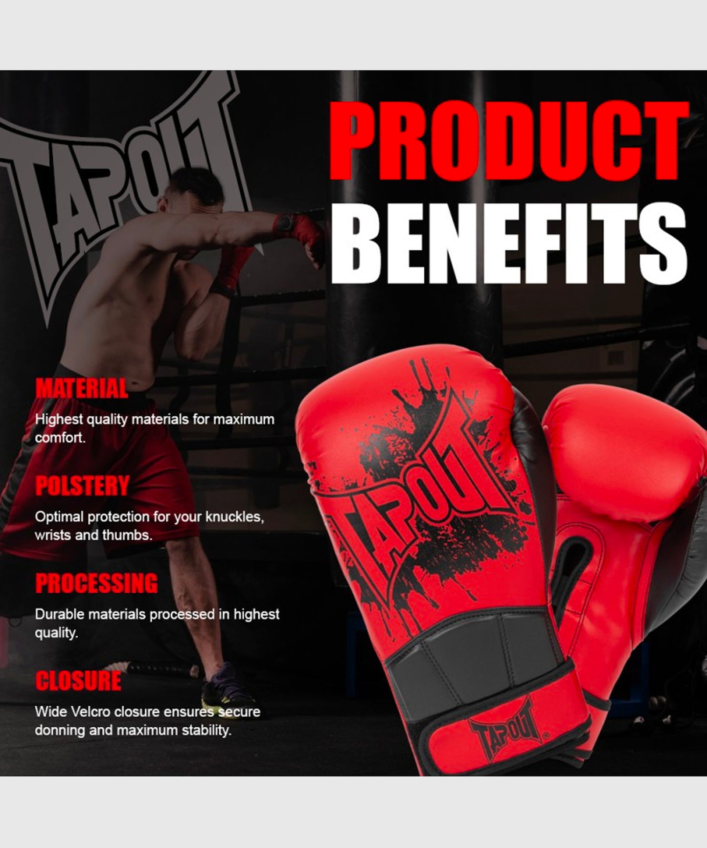 Tapout Cerritos Guantoni da Boxe - Rosso/Nero