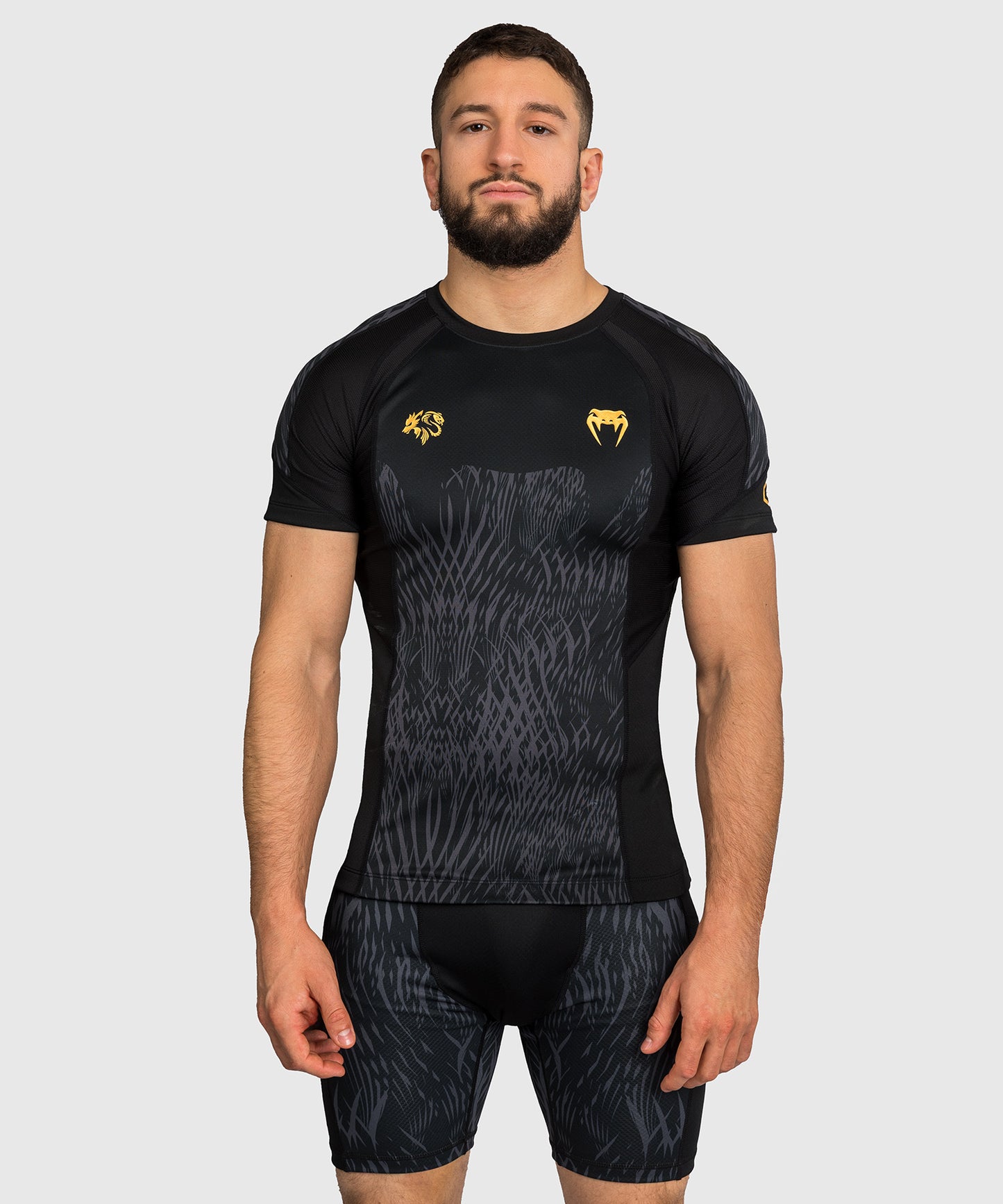Venum x Chimaev Kurzarm Rashguard - Schwarz/Grau