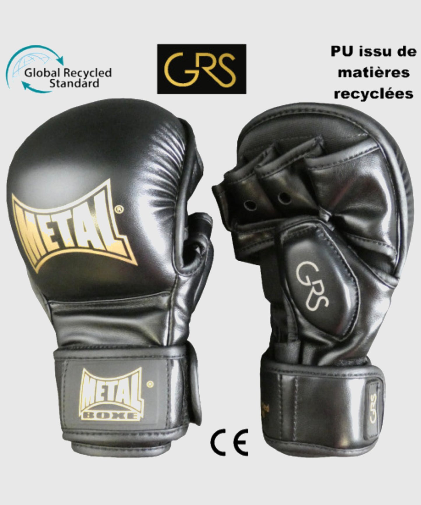 Gants de sparring MMA Metal Grs Metal Boxe - Noir/Or