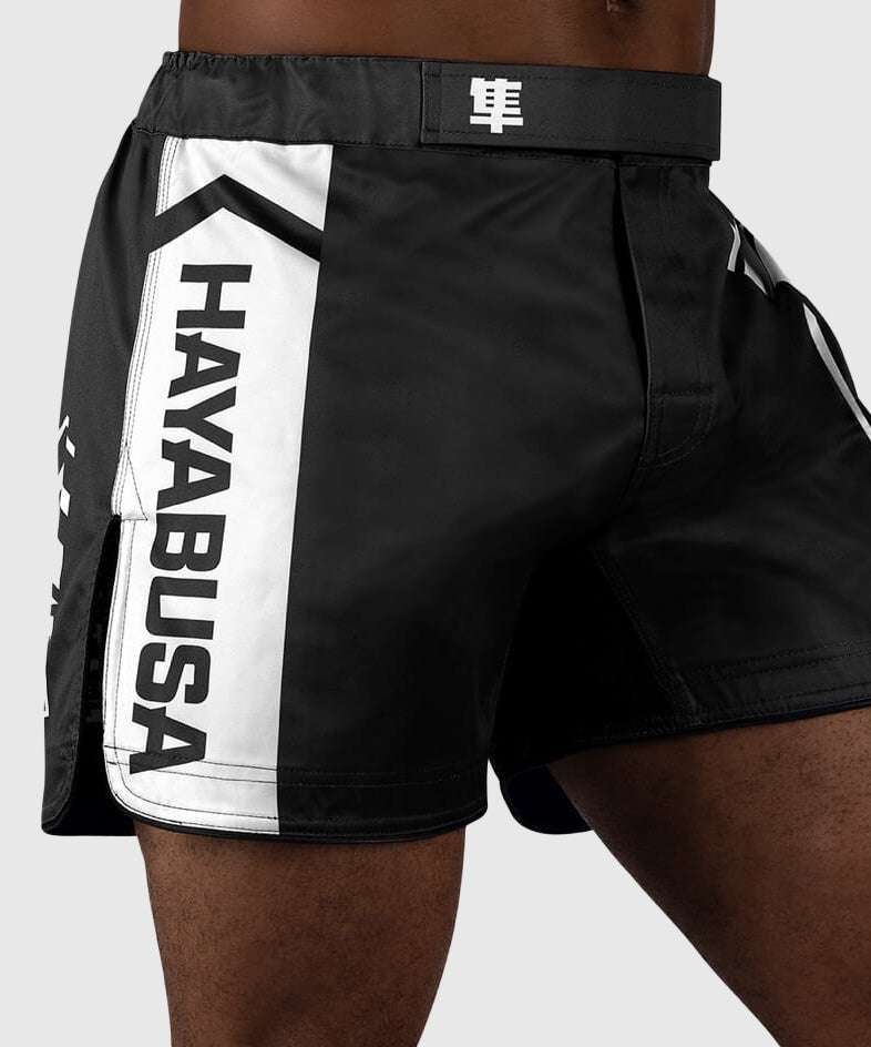 Hayabusa Icon Court Fightshorts - Negro/Blanco