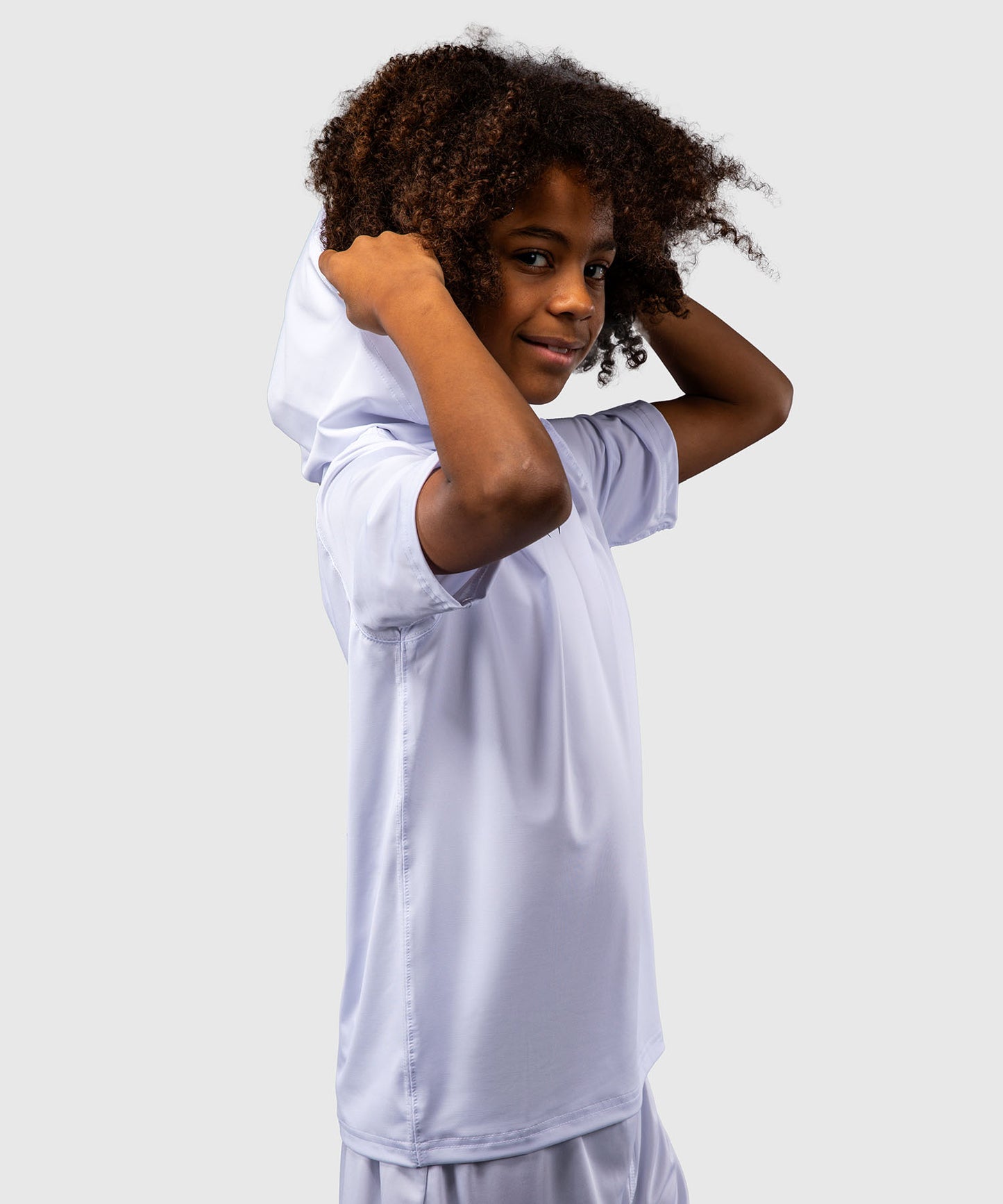 Venum Elite Kurzarm Dry-Tech Kapuzenpullover für Kinder - Weiß