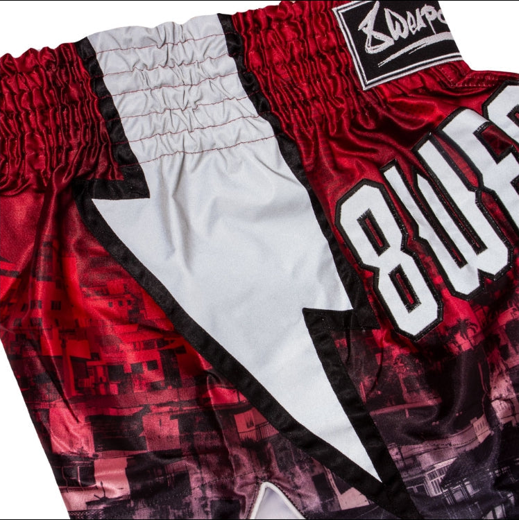8 Weapons Lightning Pantalones de Muay Thai - Rojo Red City