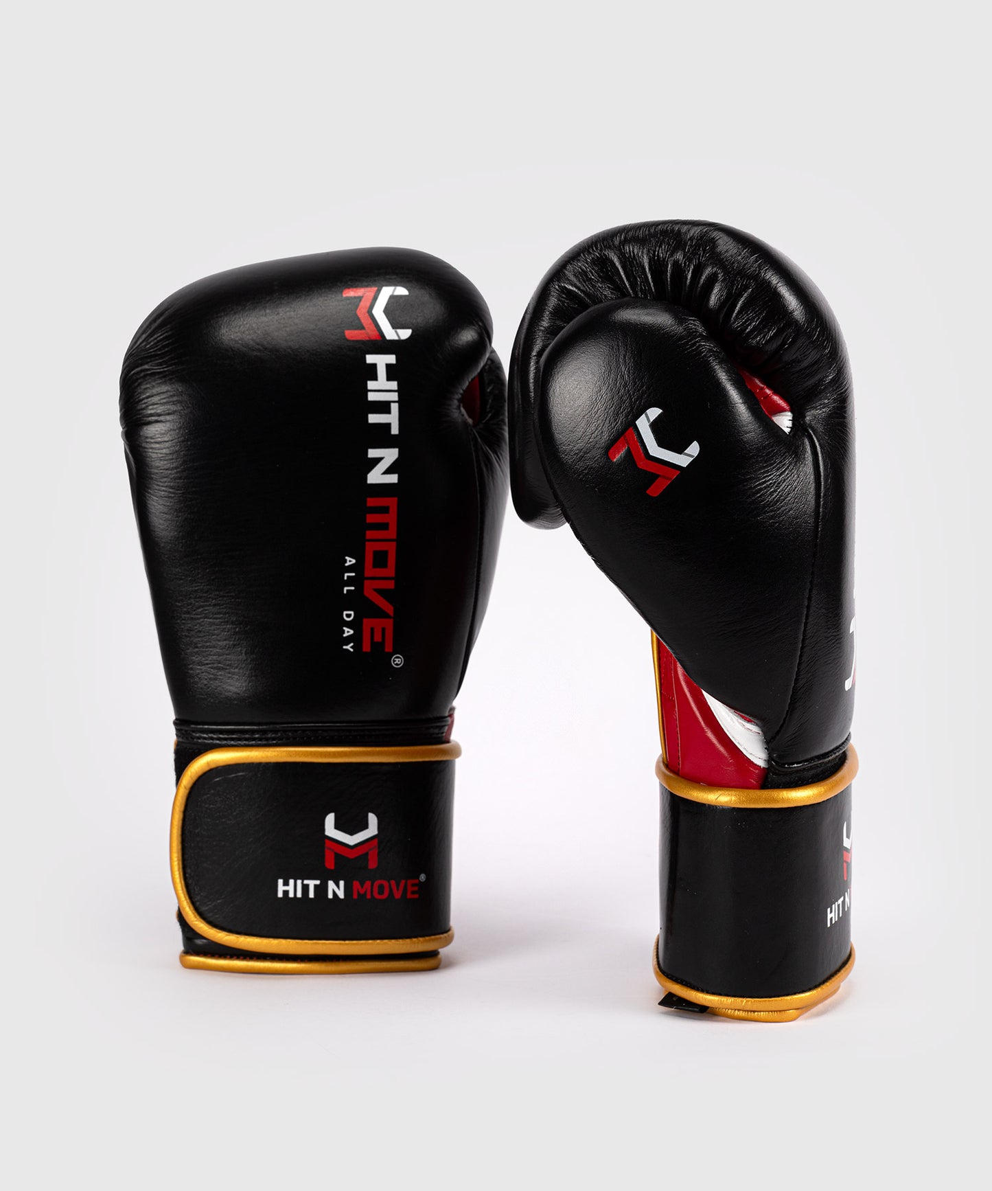 Hit N Move All Day® Pro Agility Guantoni da Boxe - Nero/Rosso/Oro