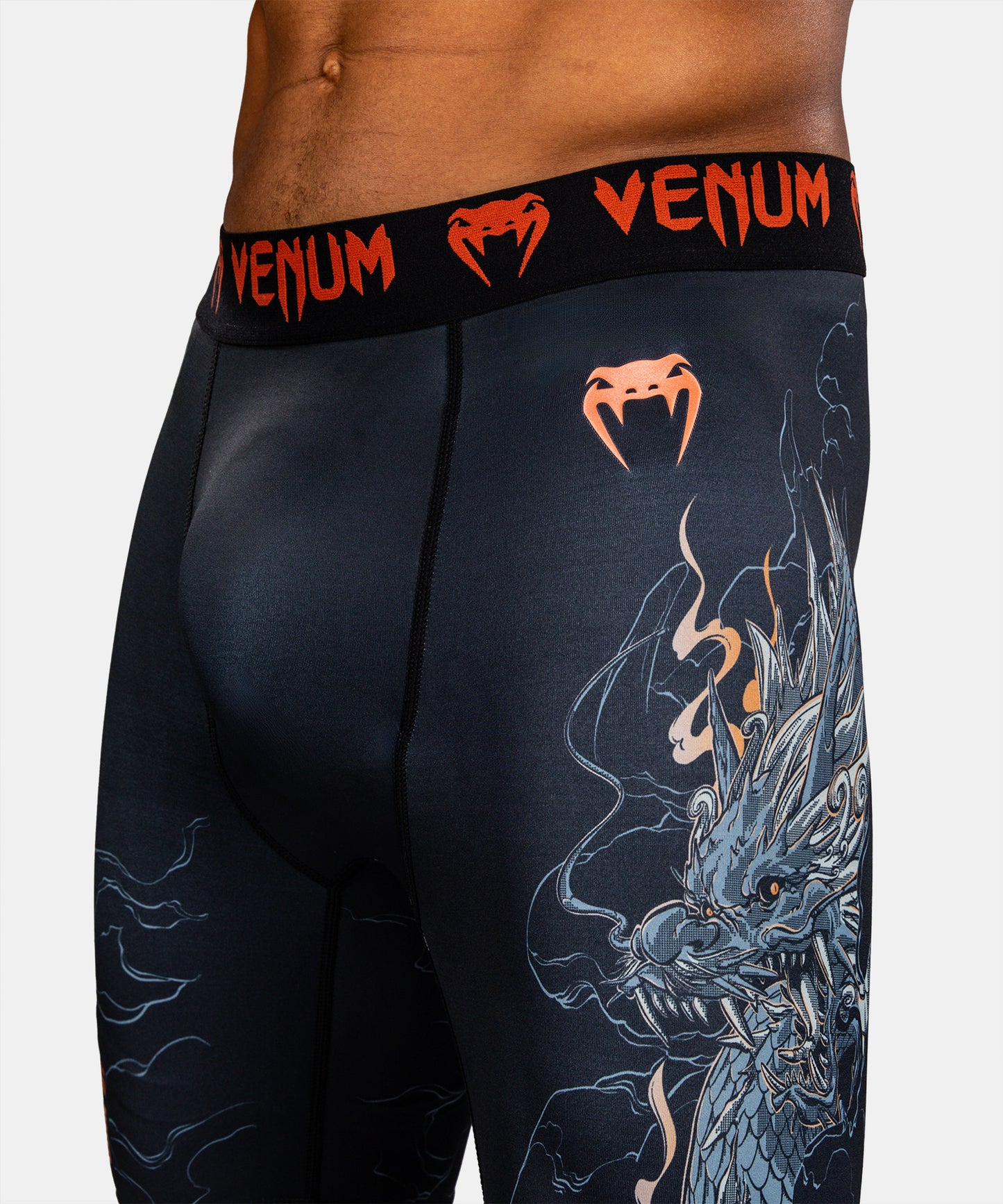 Venum Thunder Dragon Kompressionsshort – Schwarz/Grau/Kupfer