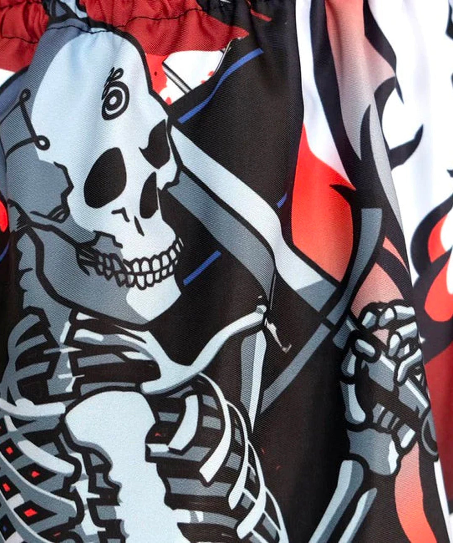 Tuff Devil Skull Pantalones de Muay Thai - Blanco