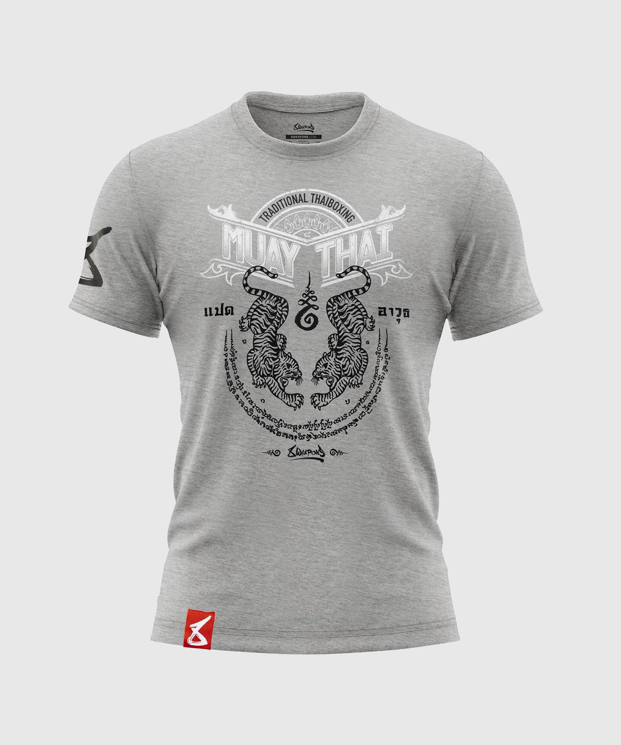 T-shirt 8 Weapons Sak Yant Tigers - Gris