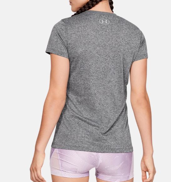 T-shirt Femme Under Armour UA Tech™ V-Neck Graphic - Gris Chiné
