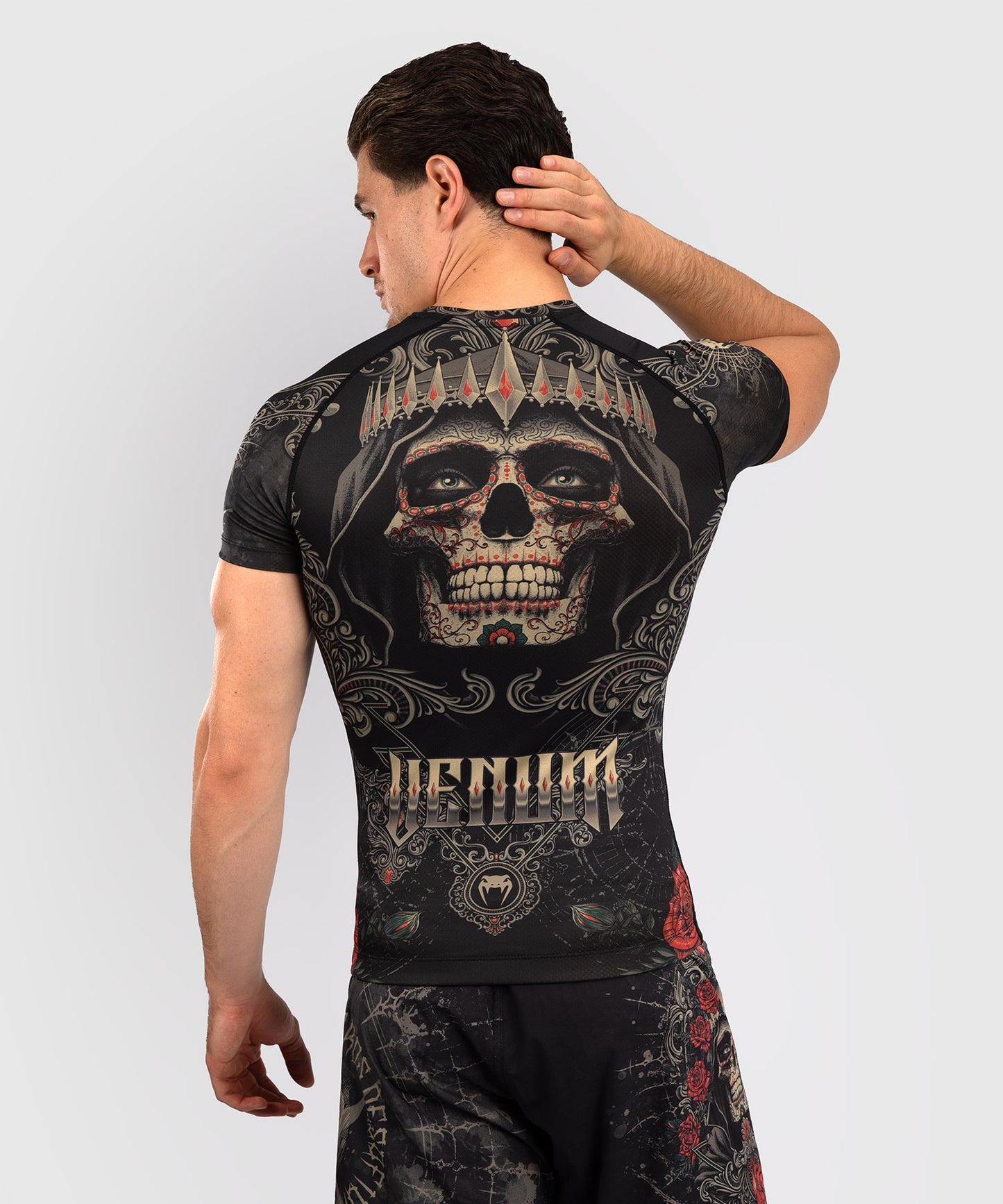 Venum Santa Muerte 5.0 Rashguard a maniche Corte - Nero Profondo/Oro
