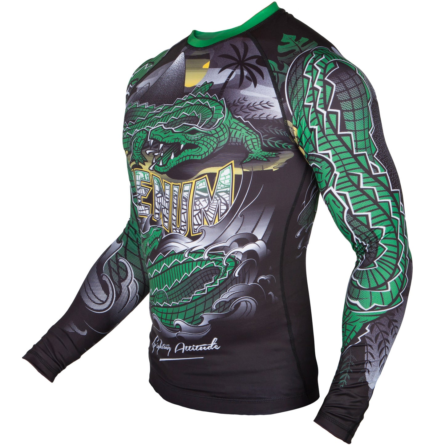 Venum Crocodile Rashguard - Schwarz/Grün - Langarm