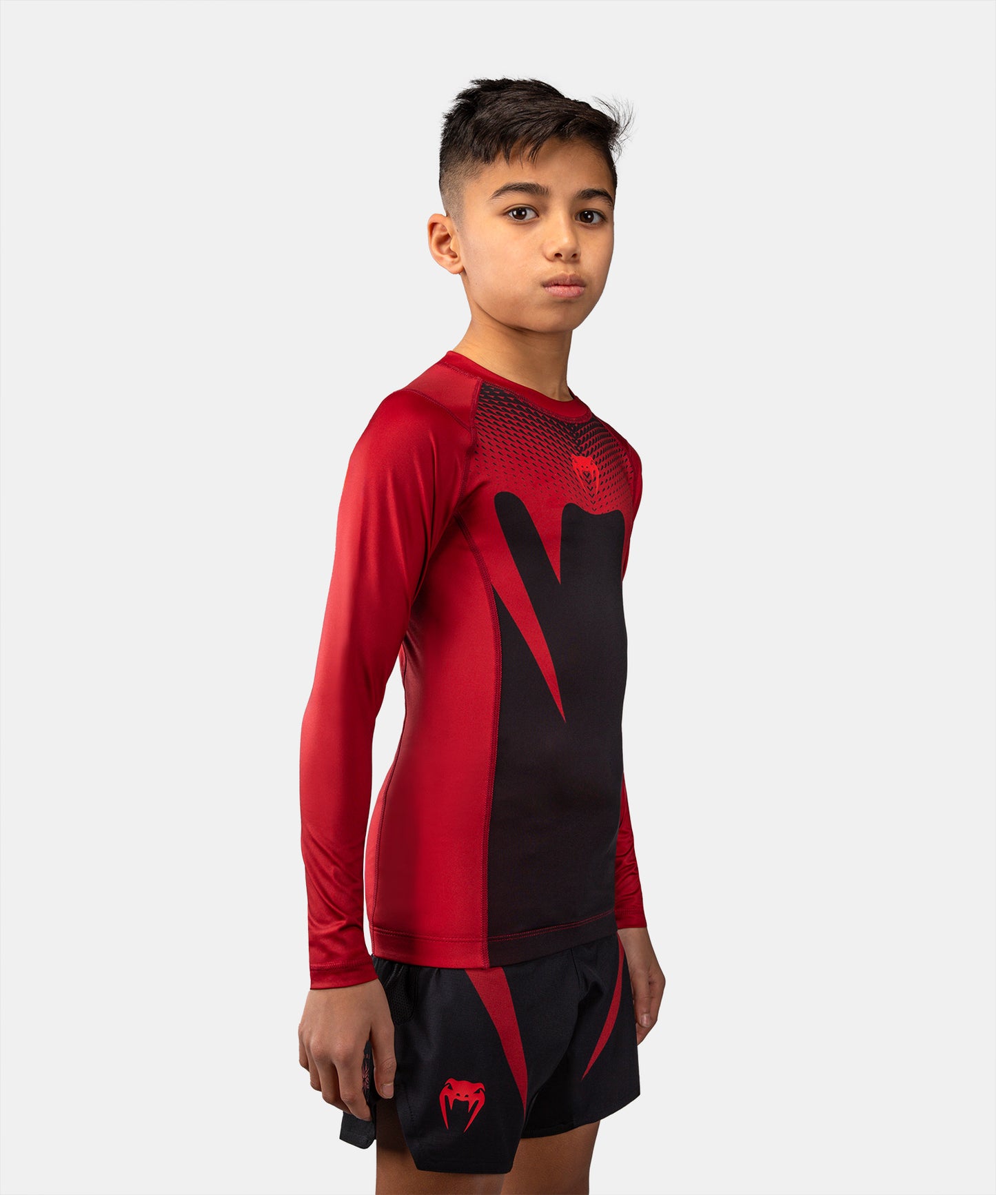 Venum Attack Rashguard de Manga Larga para Niño - Negro/Rojo