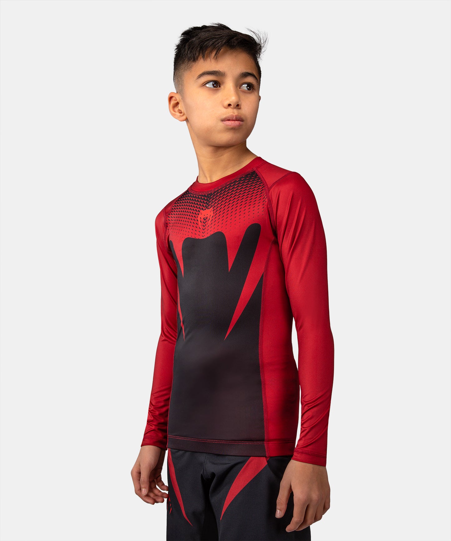 Venum Attack Rashguard de Manga Larga para Niño - Negro/Rojo